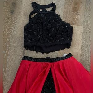 ~Formal 2 piece red halter dress~